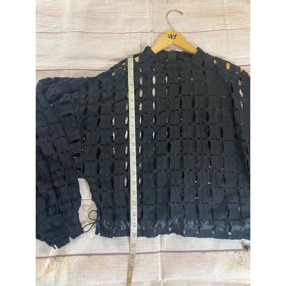 Tov Los Angeles Women's Black Cut Our Long Sleeve Pull Over Crop Top - 44 - Picture 6 of 16